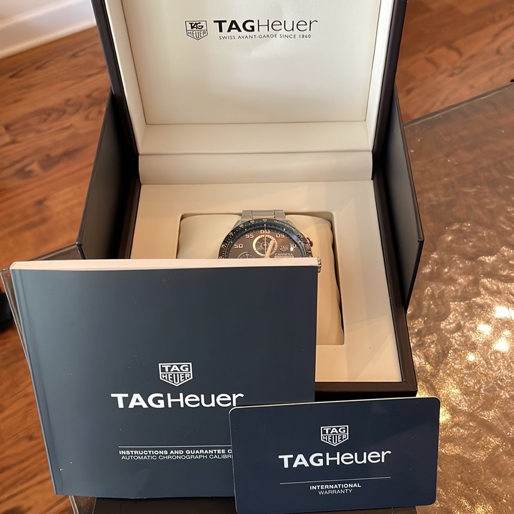 TagHeuer Mens Watch Automatic Chronograph Calibre 16 Stainless Steel NWOT - Picture 4 of 7